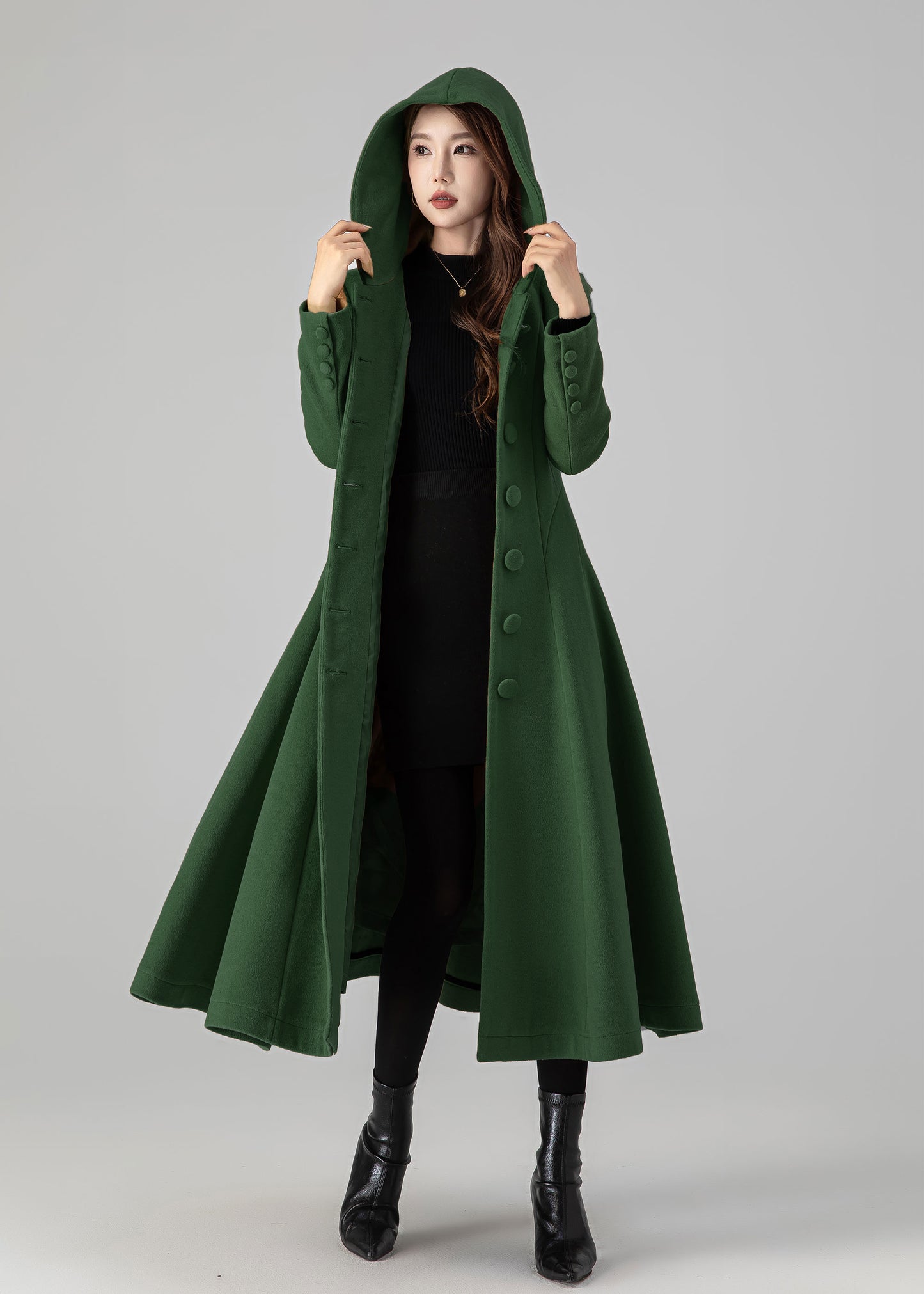 Warm hooded wool Coat Women 5503