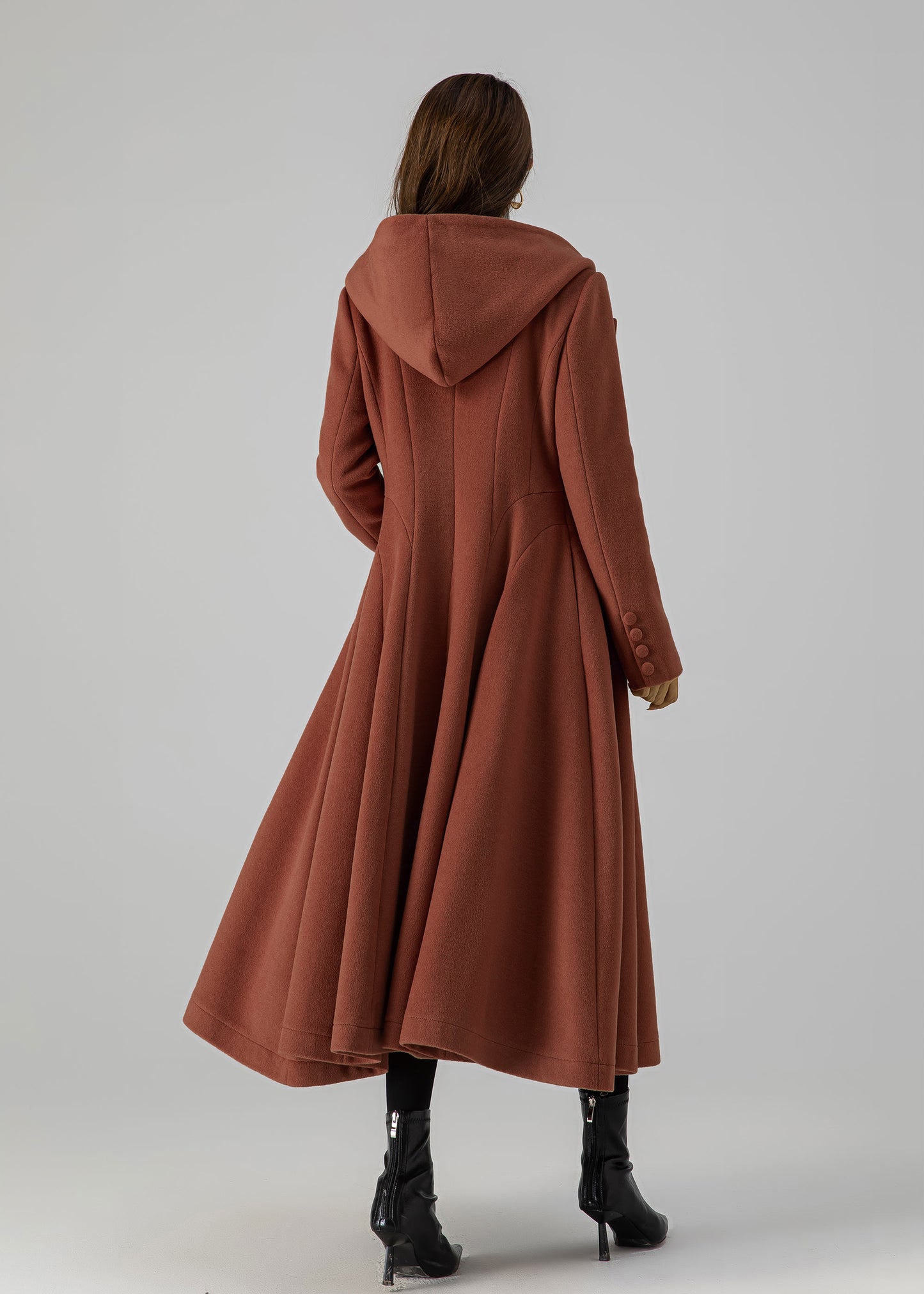 Fit and Flare Wool Coat Dress – Women’s Winter Long Sleeve Midi 5504