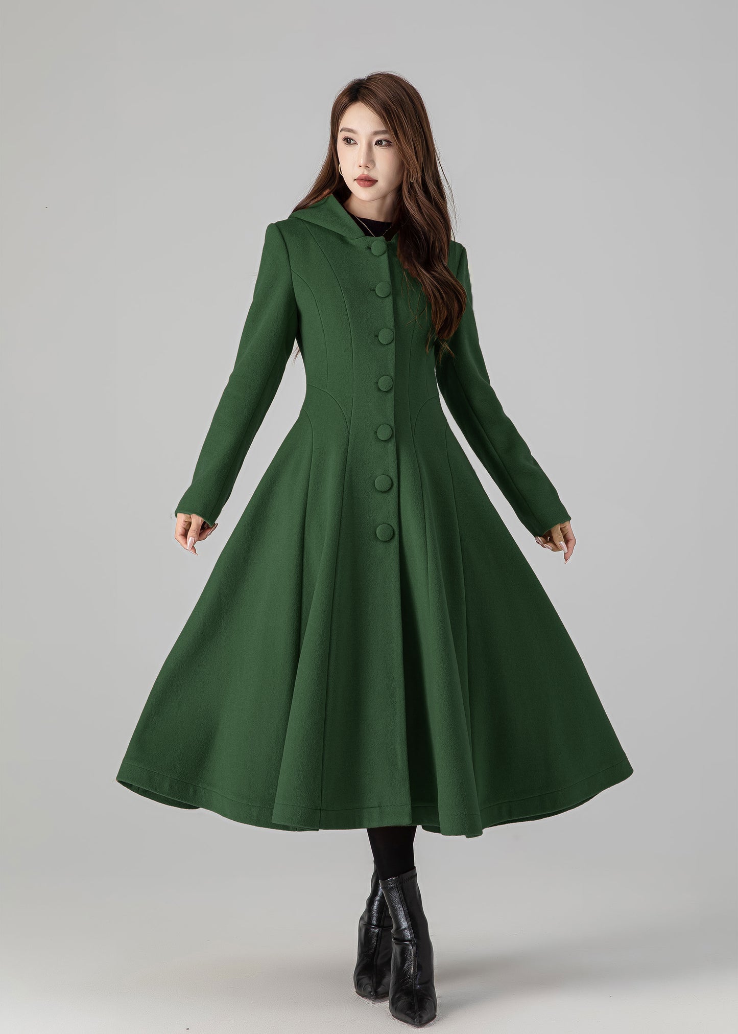 Warm hooded wool Coat Women 5503