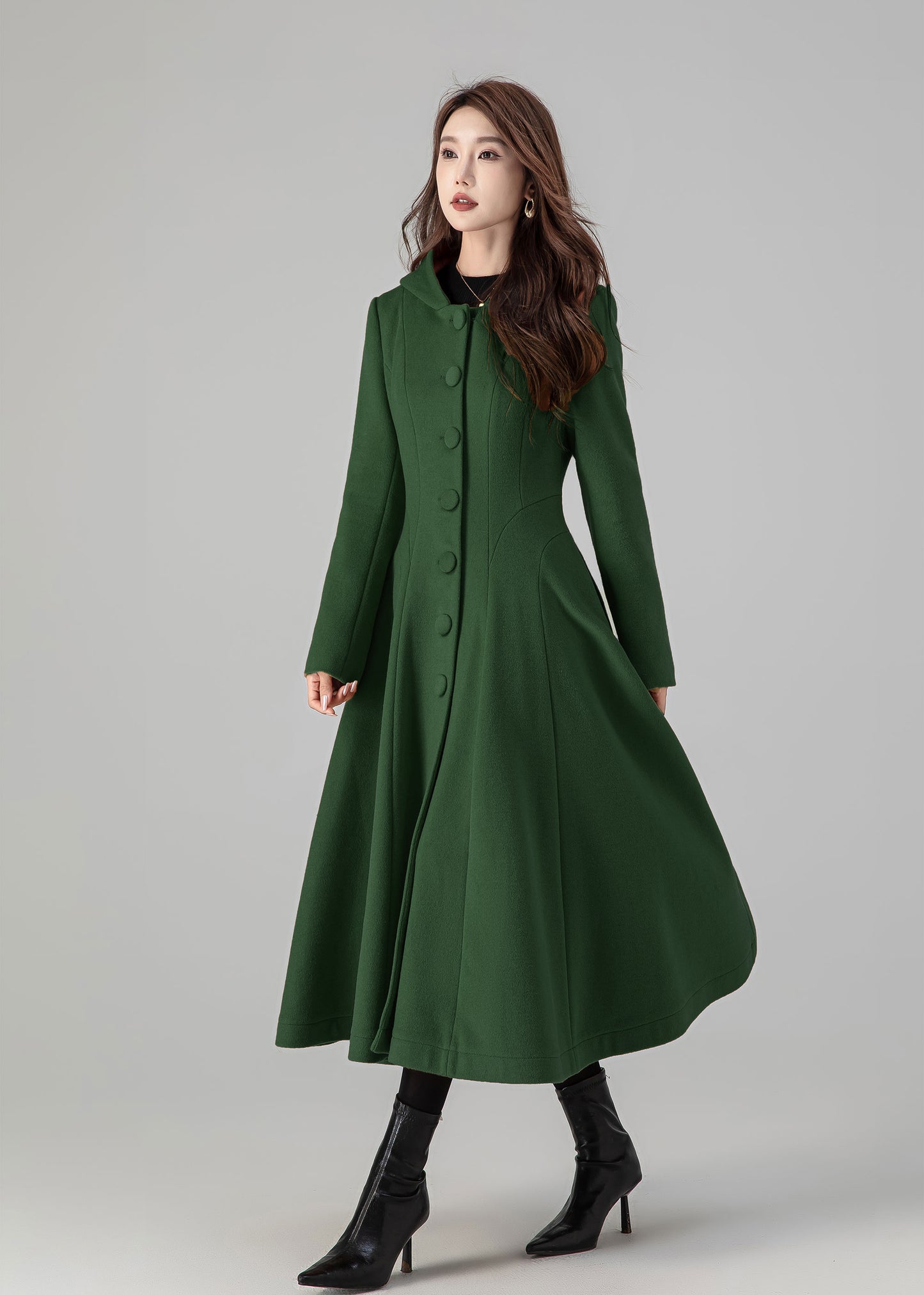 Warm hooded wool Coat Women 5503