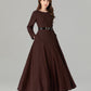 Women’s Chocolate Brown Linen Maxi Dress – Handmade Elegant Long Dress | Xiaolizi 5695