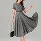 Gray fit and flare summer linen dresses 4914