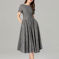 Gray fit and flare summer linen dresses 4914