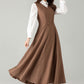 Camel Wool Pinafore Dress – Vintage A-Line Winter Jumper Dress | Xiaolizi 6568
