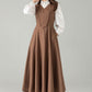Camel Wool Pinafore Dress – Vintage A-Line Winter Jumper Dress | Xiaolizi 6568