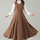 Camel Wool Pinafore Dress – Vintage A-Line Winter Jumper Dress | Xiaolizi 6568