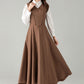 Camel Wool Pinafore Dress – Vintage A-Line Winter Jumper Dress | Xiaolizi 6568