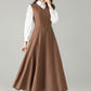 Camel Wool Pinafore Dress – Vintage A-Line Winter Jumper Dress | Xiaolizi 6568