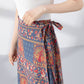 Vintage inspired midi linen wrap skirt 4221