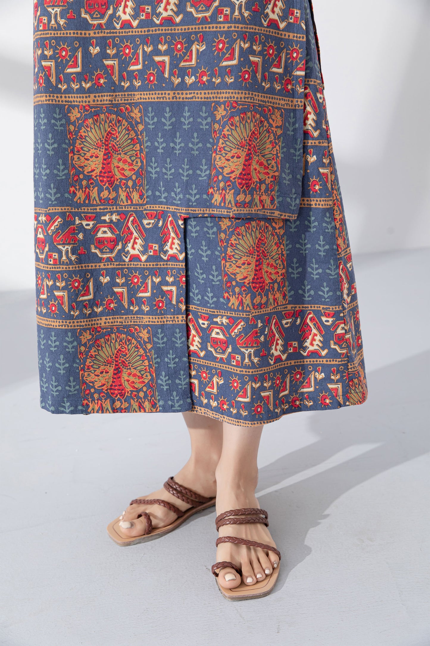 Vintage inspired midi linen wrap skirt 4221