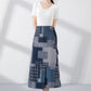 Patchwork midi wrap linen skirt 4222