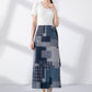 Patchwork midi wrap linen skirt 4222