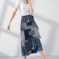 Patchwork midi wrap linen skirt 4222