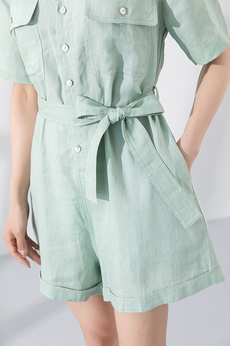 Light Green Linen Jumpsuit 4224