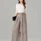 Tie belt wide leg long linen pants women 4930