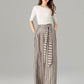 Tie belt wide leg long linen pants women 4930