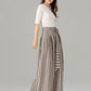 Tie belt wide leg long linen pants women 4930