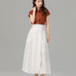 Swing a line white wrap summer linen skirt 4932