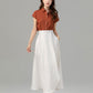 Swing a line white wrap summer linen skirt 4932