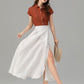 Swing a line white wrap summer linen skirt 4932