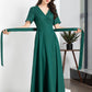 Green Wrap Linen dress 4248