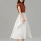 Swing a line white wrap summer linen skirt 4932