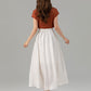 Swing a line white wrap summer linen skirt 4932