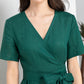 Green Wrap Linen dress 4248