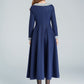 vintage inspired wool maxi dress 1611#