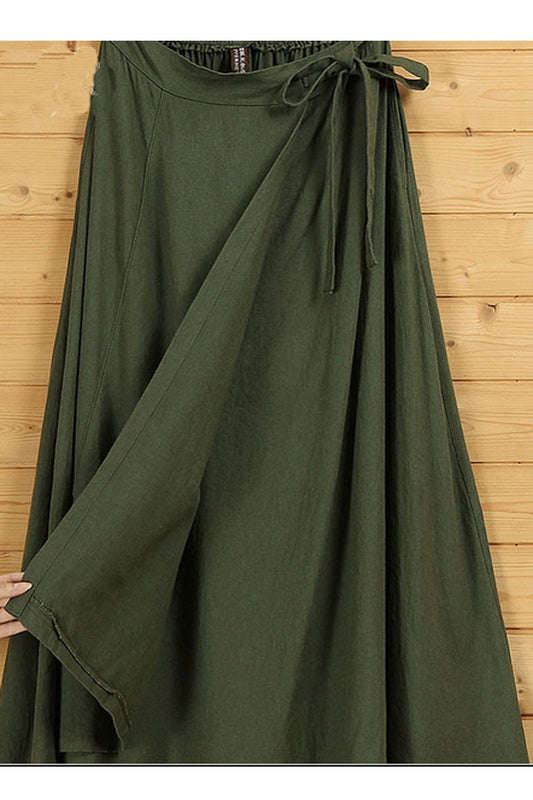 irregular linen skirt with string women 4348