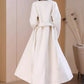 White womens winter wool coat with belt waist 4711