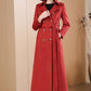 Elegant winter plaid wool coat with belt waist 4708
