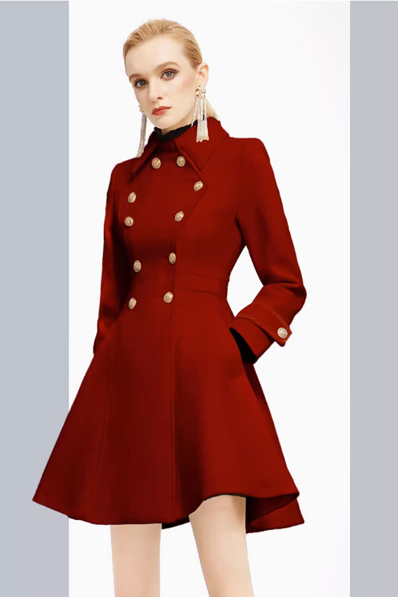 Fit and flare winter short wool coat women 4428