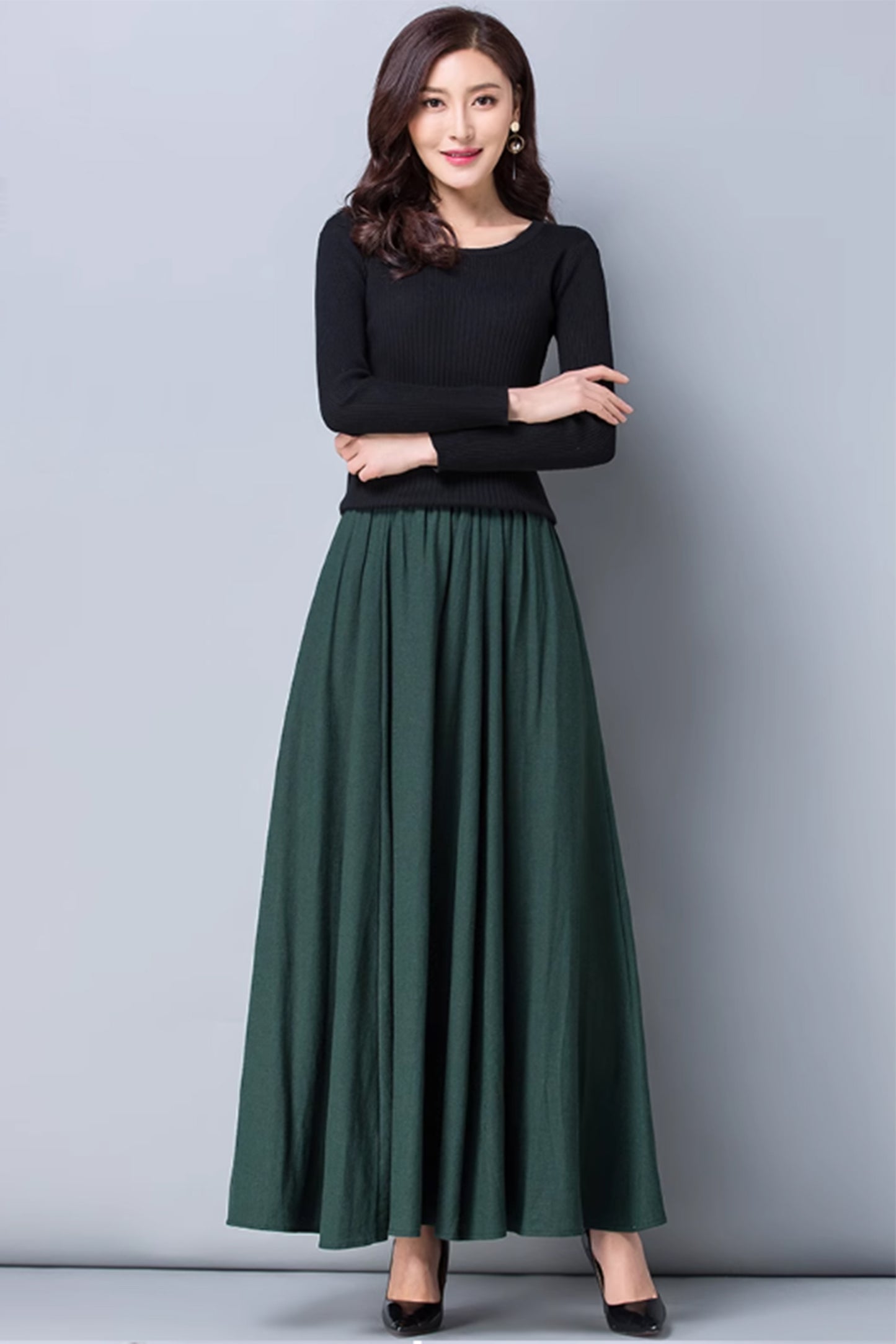 Maxi spring womens linen skirt  4871