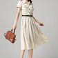 Vintage Inspired Beige Midi Dress 4194, Size S #CK2300249