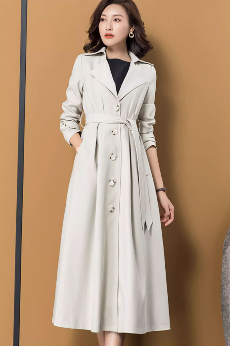 Long polyester trench coat women 4594