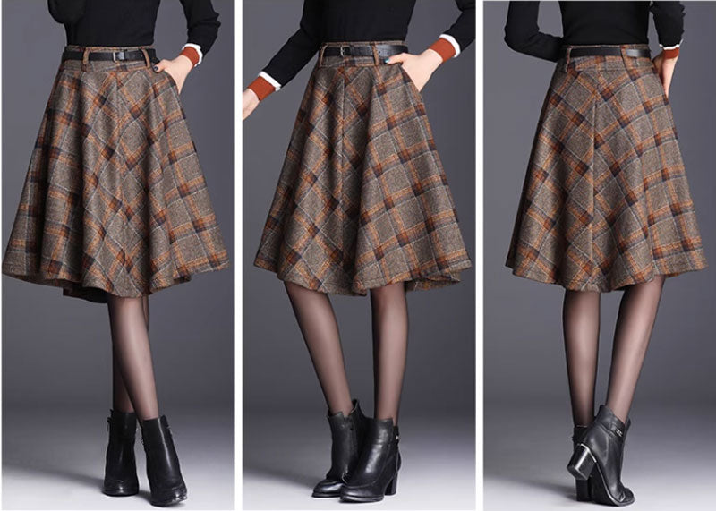 A line knee length winter wool skirt 4647