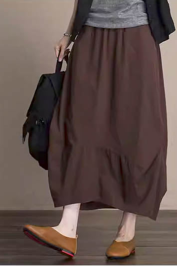 Midi irregular womens summer linen skirt 4351