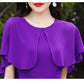 purple summer chiffon dress with cape 4447