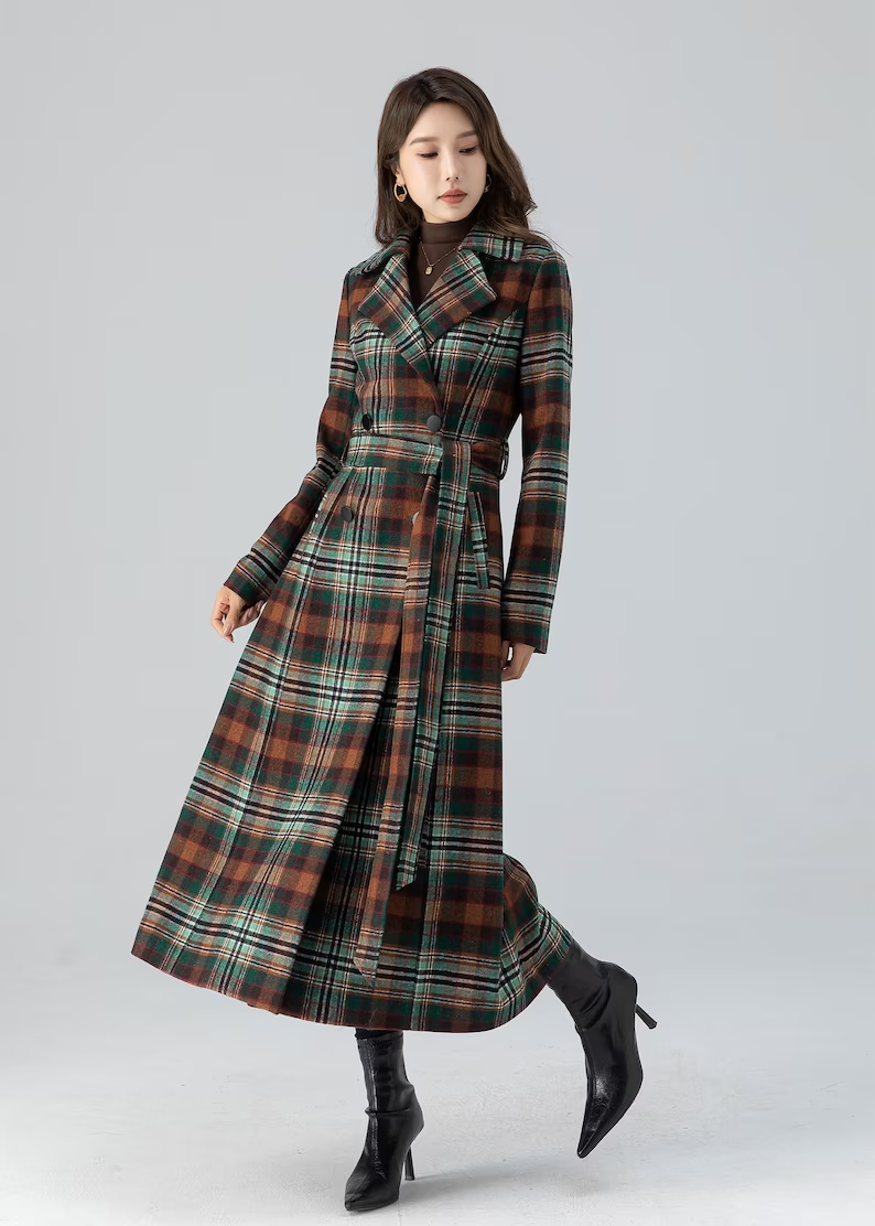 Plaid Wool Coat, Winter coat women 4785