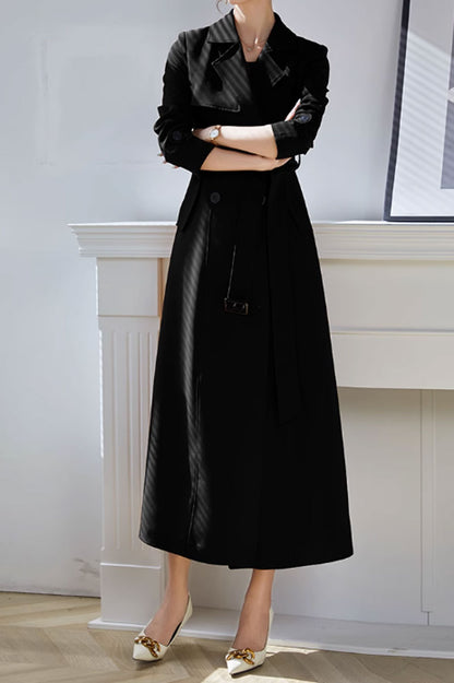 Spring maxi long trench coat women 4600