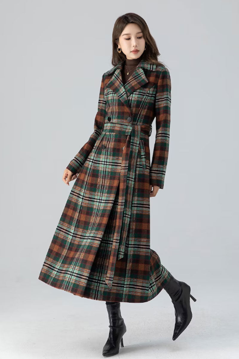 Double Breasted Winter Plaid Long Wool Coat Women 4785 Plaid / Custom Order Double Breasted Winter Plaid Long Wool Coat Women 4785 Plaid / Custom Order