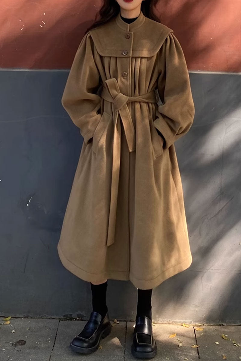 Camel wool coat with lantern sleeves 4580