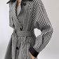 black and white plaid long trench coat 4633