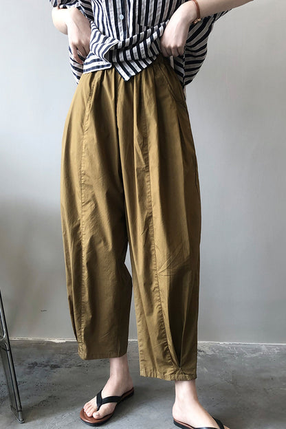 Elastic waist wide leg casual pants 4391