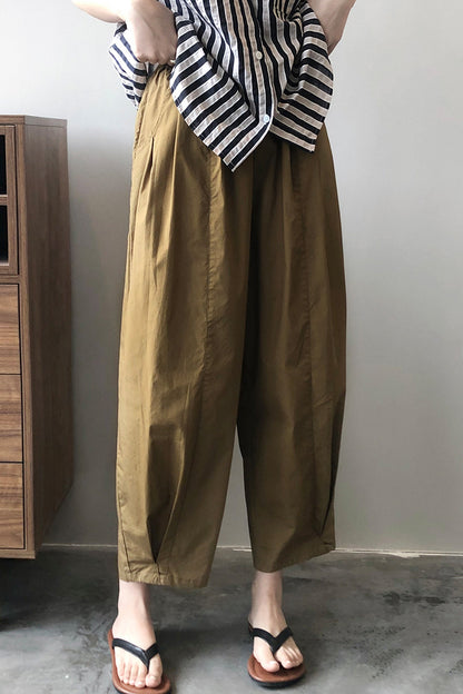 Elastic waist wide leg casual pants 4391