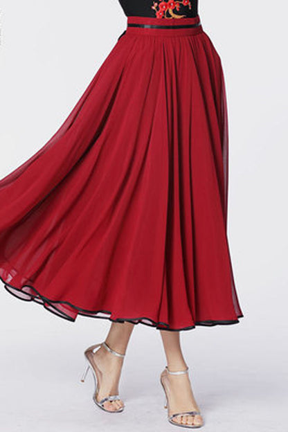 Black Chiffon Maxi Skirt - Romantic Flowy Silhouette 4333