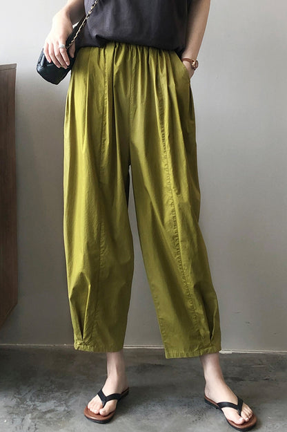 Elastic waist wide leg casual pants 4391