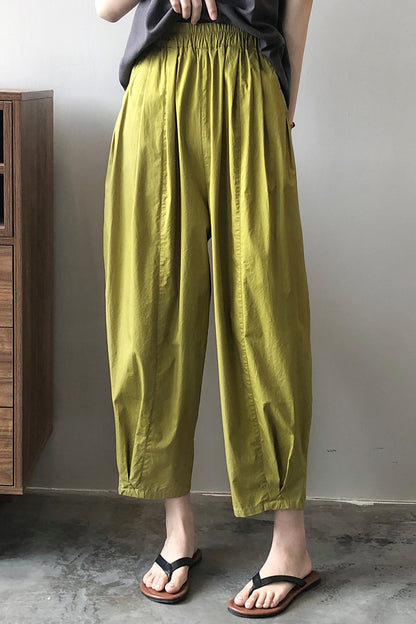 Elastic waist wide leg casual pants 4391