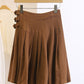 brown short linen skirt with ruffle details 4364